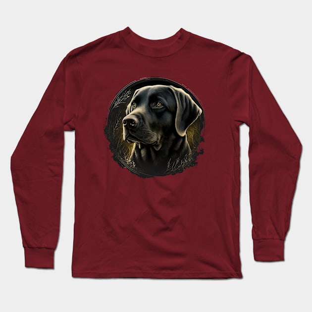 Circular Retro Labrador Owner Golden Black dog Dad Mom Long Sleeve T-Shirt by Kertz TheLegend